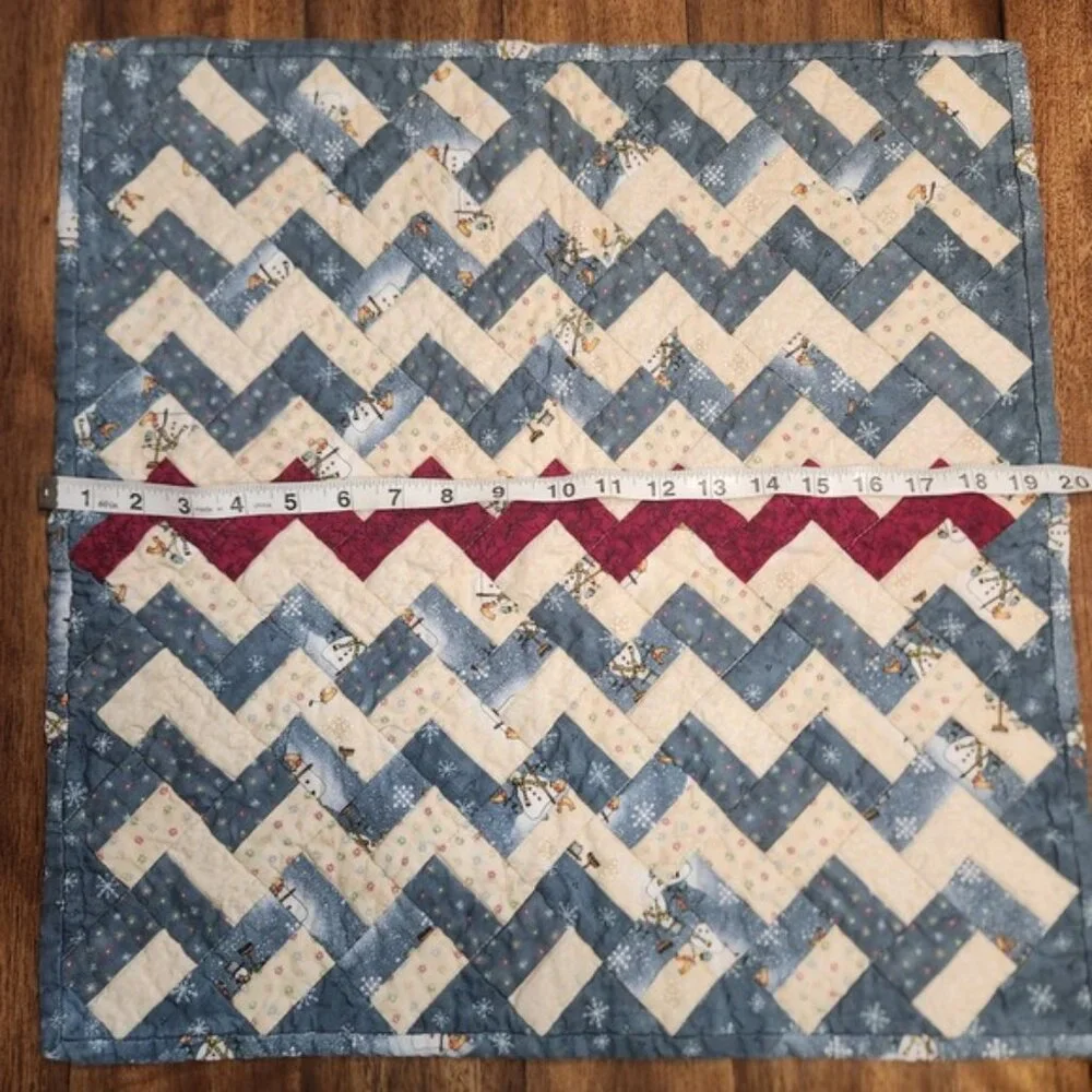 Handmade Quilted Snowman Table Runner/pad Holiday Winter Decor Rustic‎ Country